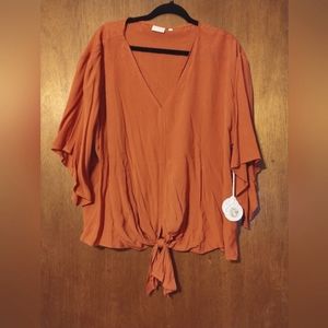 Spartina 449 Delilah Tie Front Blouse, XL, New with Tags